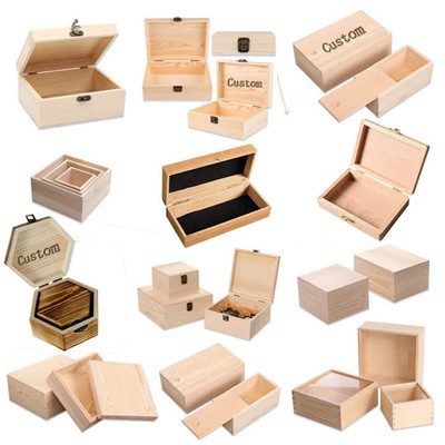 Pine Unfinished Wood Gift Packaging Boxes